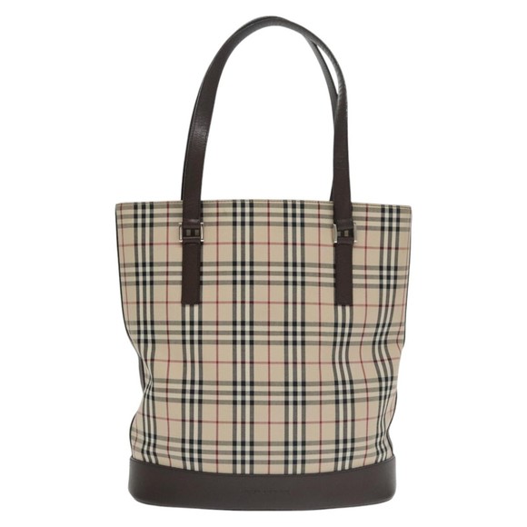 BURBERRY Nova Check Tote Bag Canvas Beige Brown Auth ki5135 - Picture 2 of 16